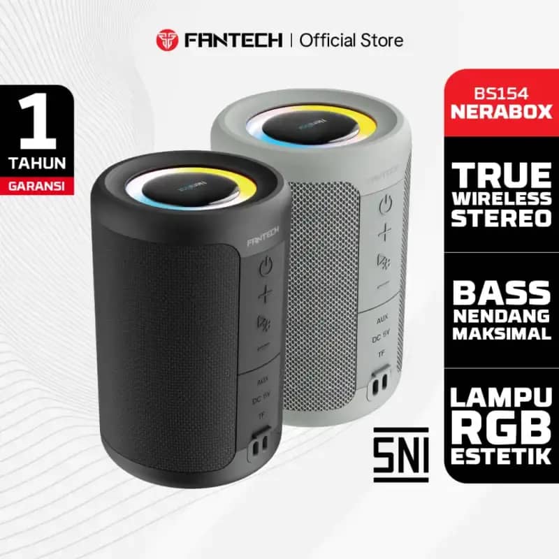 Fantech NeraBox BS154 Bluetooth Speaker with Powerful Bass and TWS, 52mm Driver, RGB Lights, and Water-Resistant Design for Music Lovers