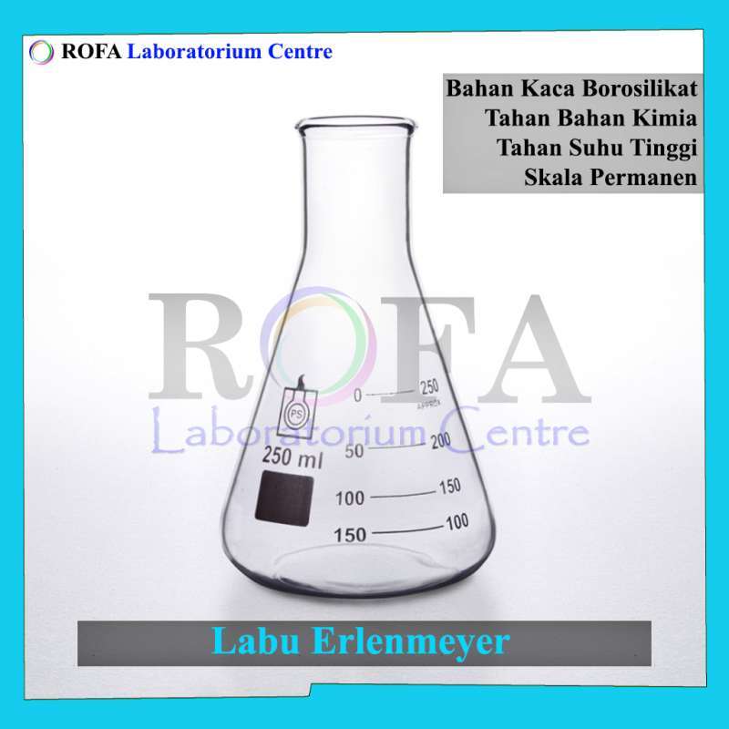 Jual Labu Erlenmeyer / Erlenmeyer Flask / Conical Glass Pyrex 250 mL di