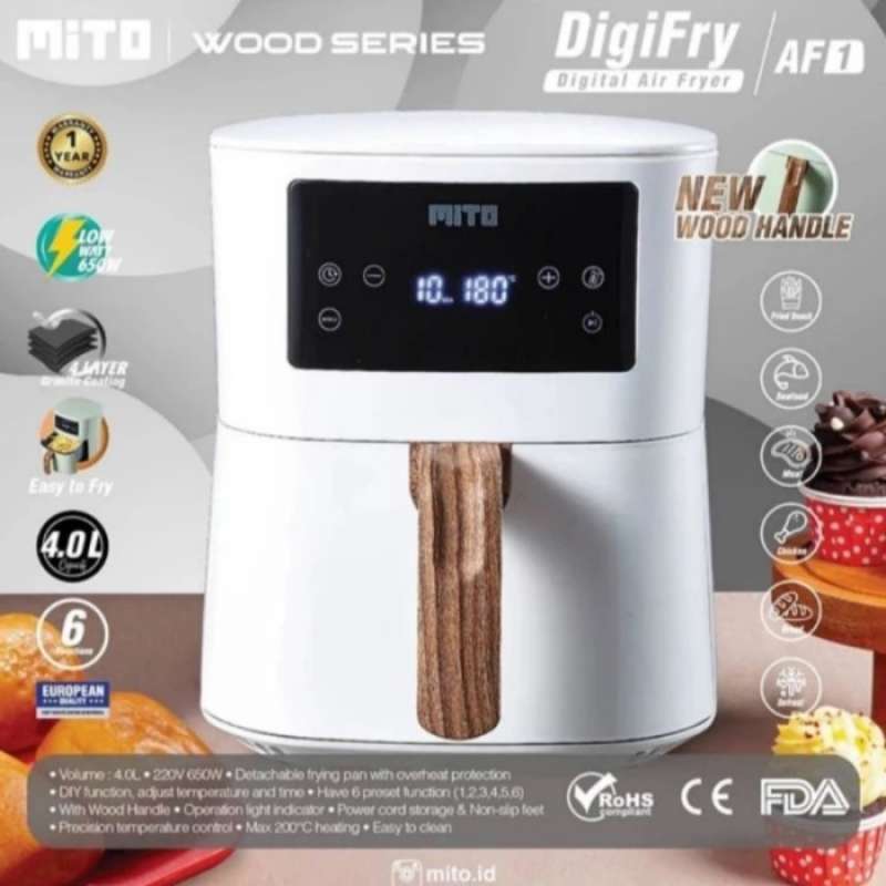 Promo Mito Af1 Digital Air Fryer Low Watt Dengan Coating Granite Diskon