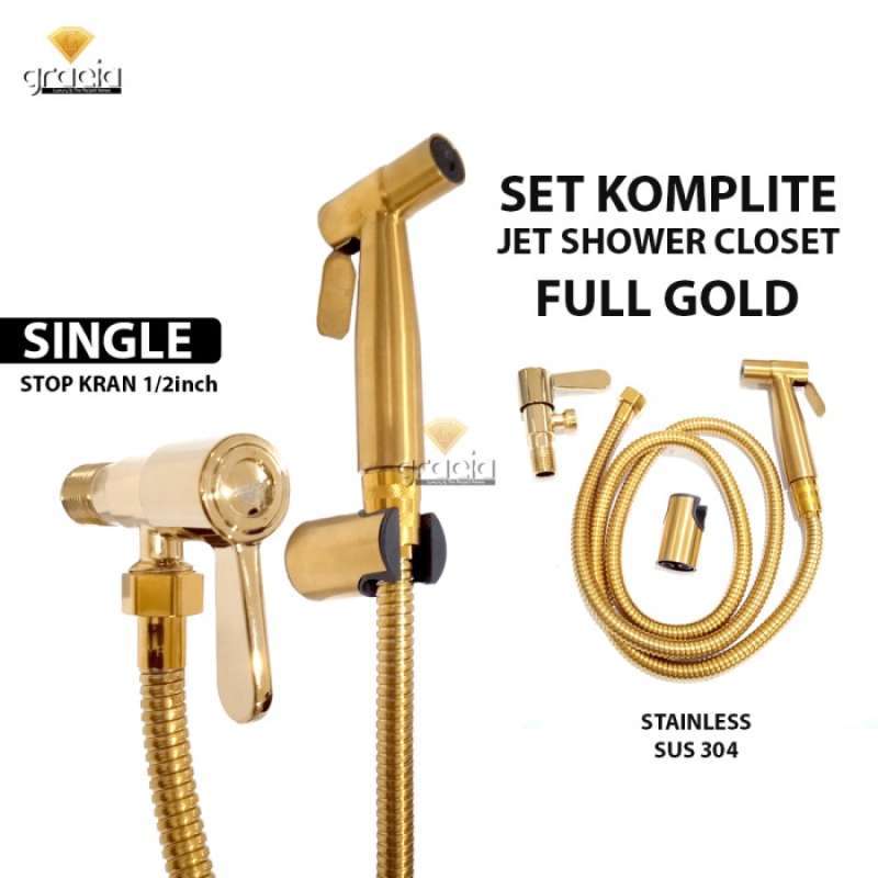 Promo 1 Set Jet Shower Jet Washer Gold Stainless Sus 304 Bidet Cebok
