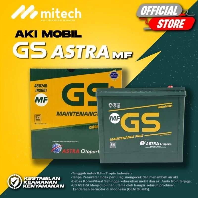 Jual Aki Mobil Toyota Rush GS Astra NS60 Aki Kering 12V / 45 Ah di