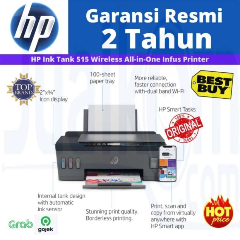 Promo Printer HP Smart Tank 515 Wireless All in One Resmi - Multicolor ...