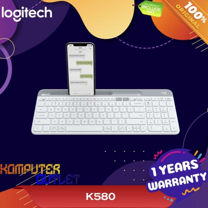 Jual Logitech K580 - SLIM MULTI DEVICE WIRELESS KEYBOARD - WHITE di ...