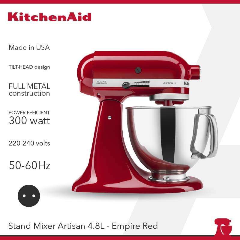 Promo Kitchenaid Stand Mixer Series Artisan 4.8 L Merah 5ksm150psner