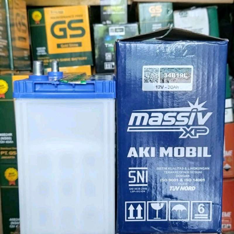 Jual Aki mobil honda jazz massiv xp 34b19l massiv xp aki basah di