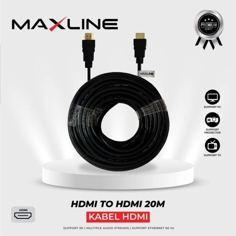 Promo Kabel Hdmi To Hdmi Maxline 20 Meter Standart - Kabel Hdmi 20m