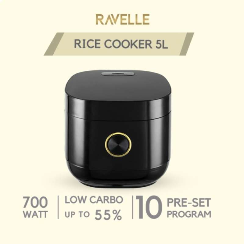 Promo Terlaris Ravelle Rice Cooker Onyx Black 5 Liter Digital Low Carbo