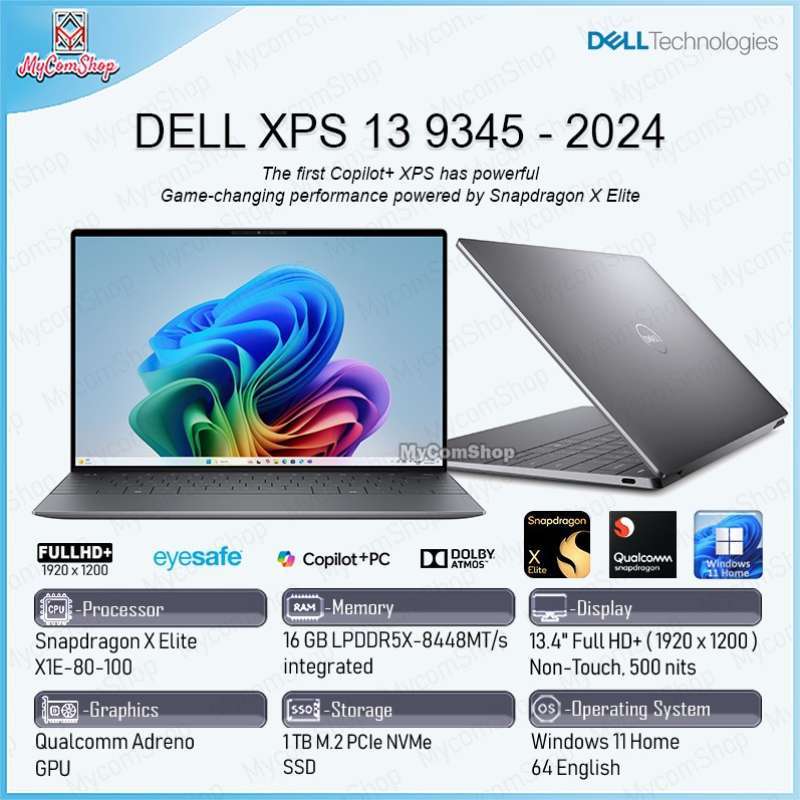 Jual Dell Xps 13 9345 Snapdragon X Elite X1e-80-100 16gb RAM 512gb Ssd ...