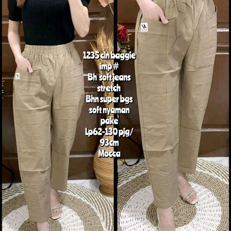1235 Celana Panjang Baggie Wanita Korean Style/Celana Panjang Baggy Import  Soft Jeans Stretch Wanita
