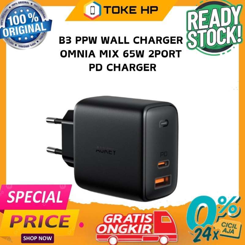 CHARGER AUKEY PA B3 PPW WALL CHARGER OMNIA MIX 65W 2PORT PD CHARGER