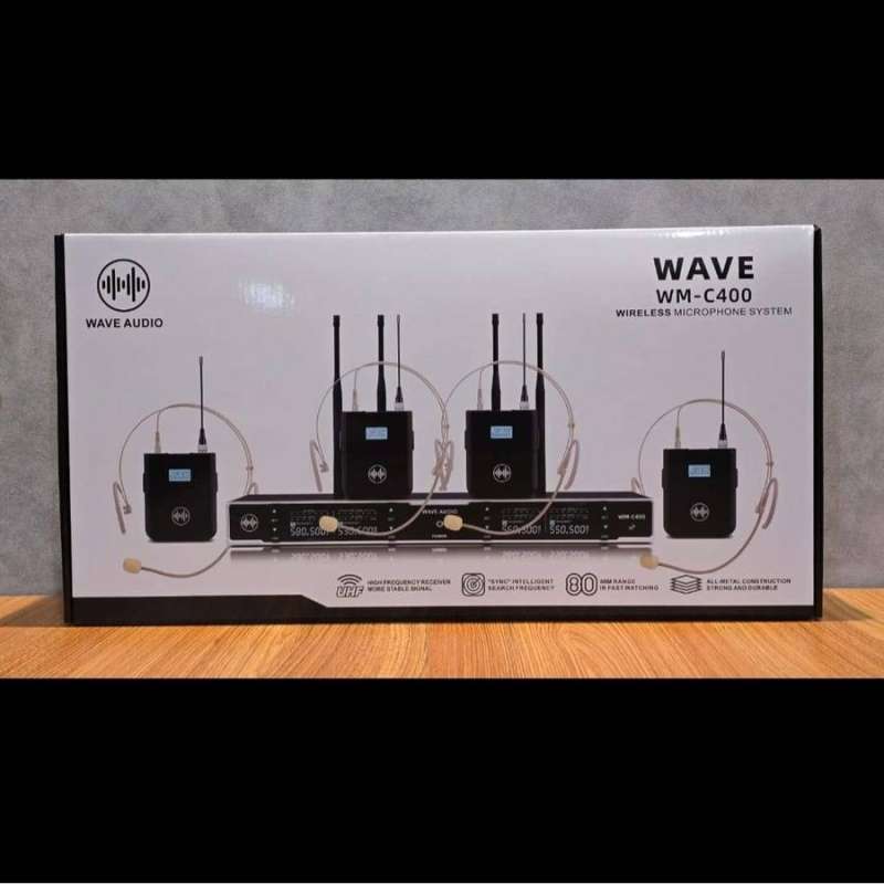 Jual Wave Wm-c400 Wireless Mic Microphone Clip On Headset 4channel Di