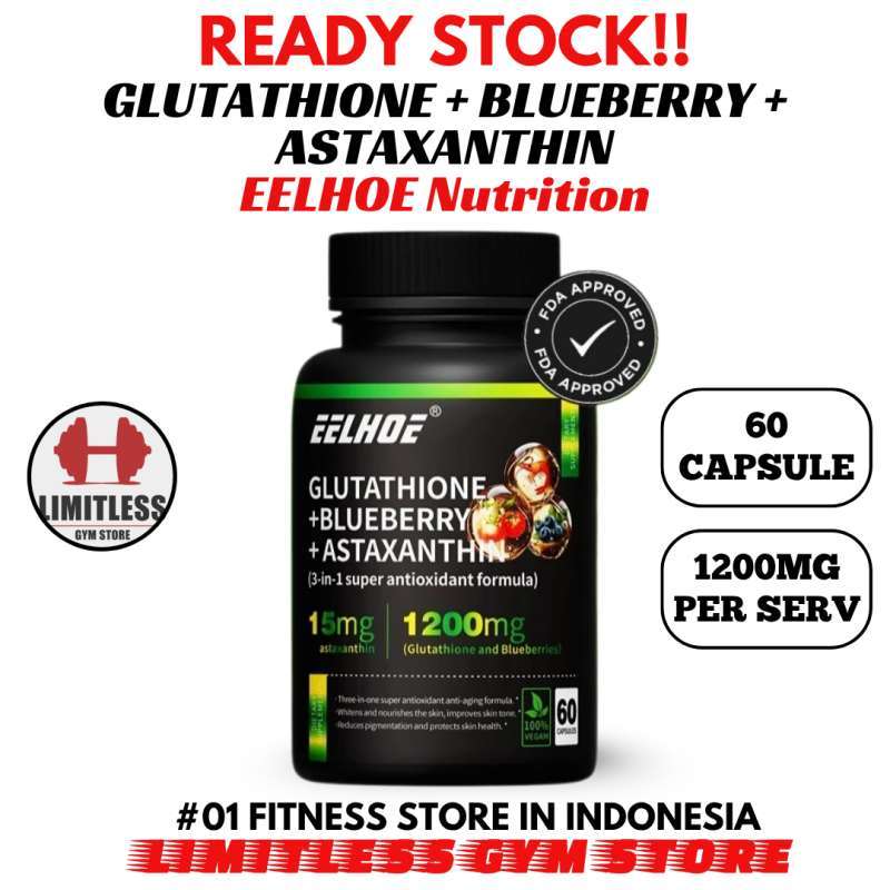 eelhoe glutathione Jual Eelhoe Usa Glutathione + Blueberry + Astaxanthin 1200mg 60 Capsules  Eye Cells Health Support Di Seller Limitless Gym Store - Dauh Puri Klod  Atau Kelod, Kota Denpasar