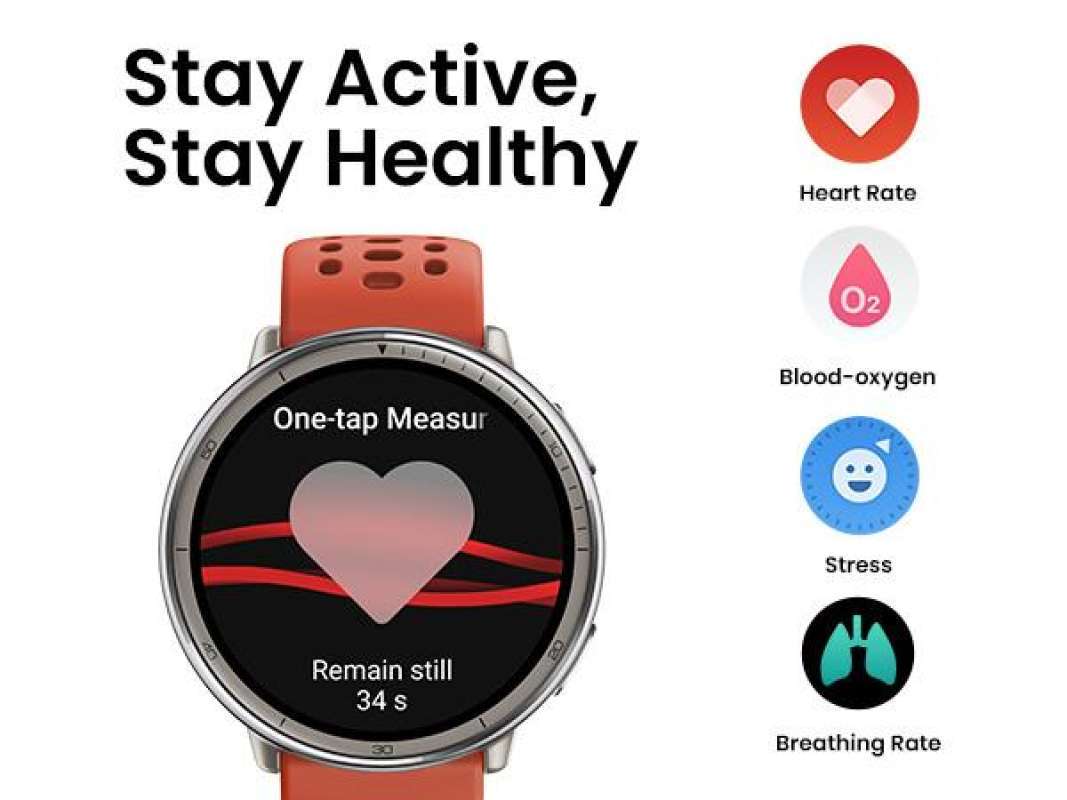 Amazfit Active Premium Smart Watch 44mm Sapphire Glass Screen  Display GPS Map guide |160+ Sport function Jam tangan pintar Leather  strap