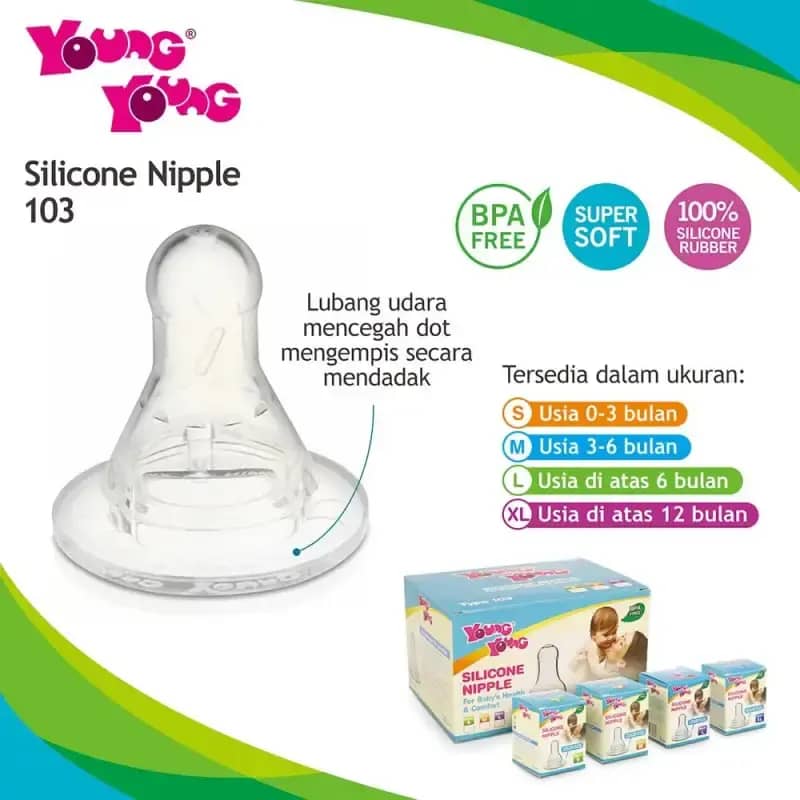 YOUNG YOUNG COMBO Dot Silicone Bayi Regular 24 Pcs BPA Free Silicone Nipple  103