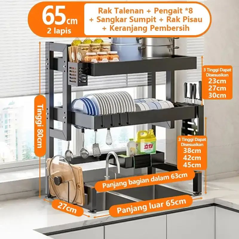 Promo Sky Homsaura Rak Piring Wastafel Rak Piring Tertutup 2 Lapis promo-sky-homsaura-rak-piring-wastafel-rak-piring-tertutup-2-lapis