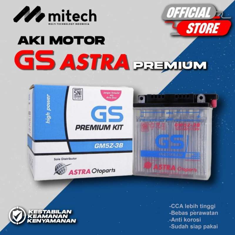 Jual Aki Motor Yamaha Vega ZR Lama GS PREMIUM ASTRA GM5Z-3B Aki Basah