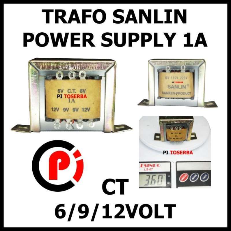 Jual SANLIN Trafo 1A CT 12V Transformator Power Supply Step Down 12 Volt di Seller