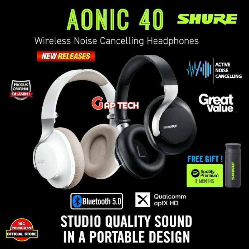 Shure AONIC 40 Bluetooth-Kopfhörer – Mit Noise Cancelling, 25h Akku & Studio-Sound Für IPhone/Android