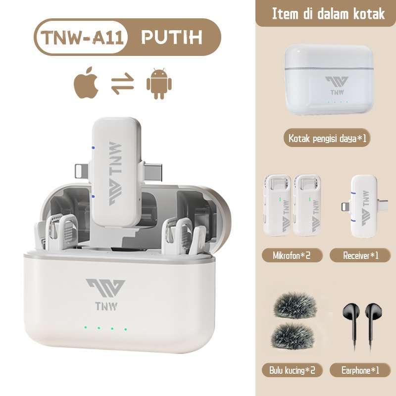 Promo Tnw A11 Wireless Microphone 2in1 Clip On Mic Wireless Dual Mic