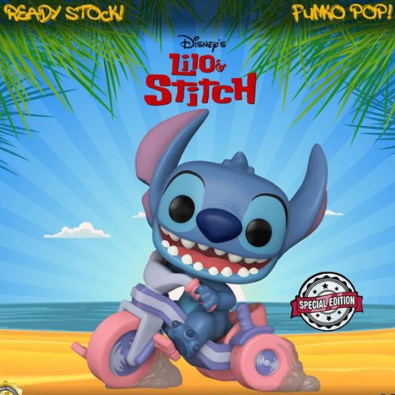 funko pop stitch on tricycle