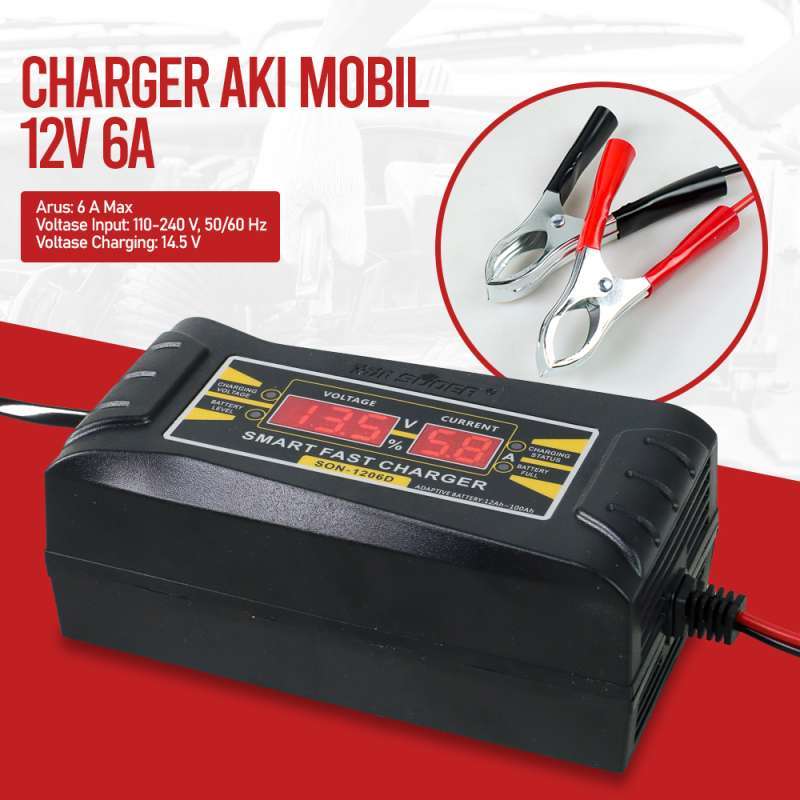 Promo Charger Aki Mobil Wet Dry Lead Acid Smart Charger 12V 6A - SON