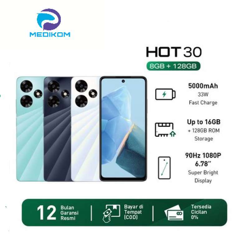 Promo Infinix Hot 30 8/128GB – 50MP AI Camera – NFC - Surfing Green ...