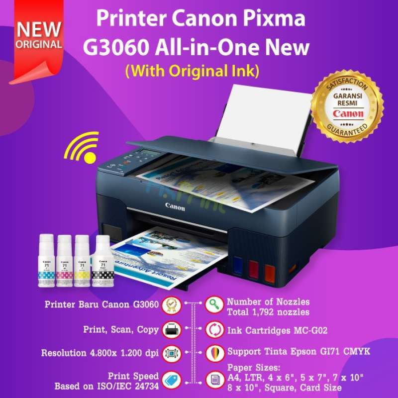 Promo Printer Pixma Canon G3060 PrintScan WiFi With Tinta GI71 GI71