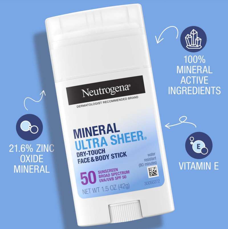 Jual Neutrogena Ultra Sheer Face & Body Mineral Sunscreen Stick Broad