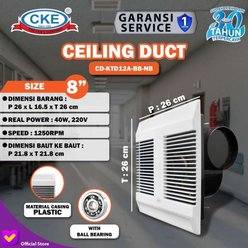 Promo Ceiling Exhaust 8 Inch Heksos Hexos Fan Plafon Dapur Ball Bearing