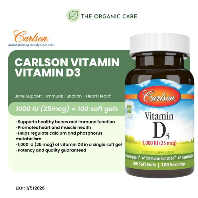 Promo Carlson VITAMIN D3 1000iu untuk IMMUNE dan kesehatan gigi tulang ...