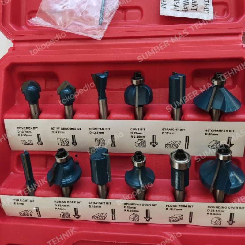 Promo Mata Router Kayu Set Pisau Profil Kayu As 6.35mm Mata Trimer ...