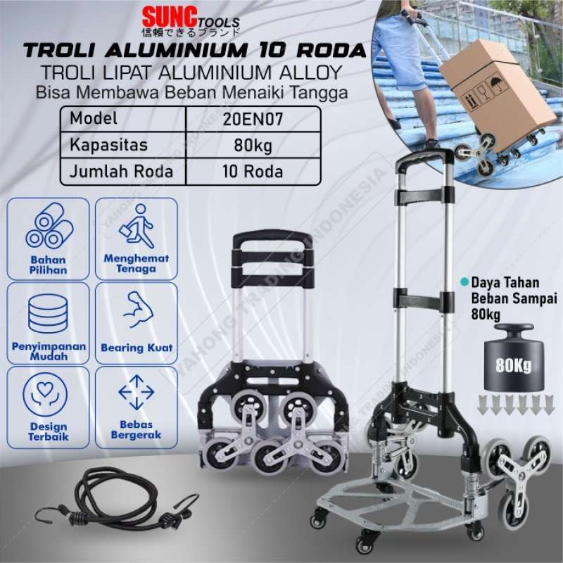 Promo Troli Trolley Lipat Pendaki Tangga Aluminium Alloy Ringan 10 Roda