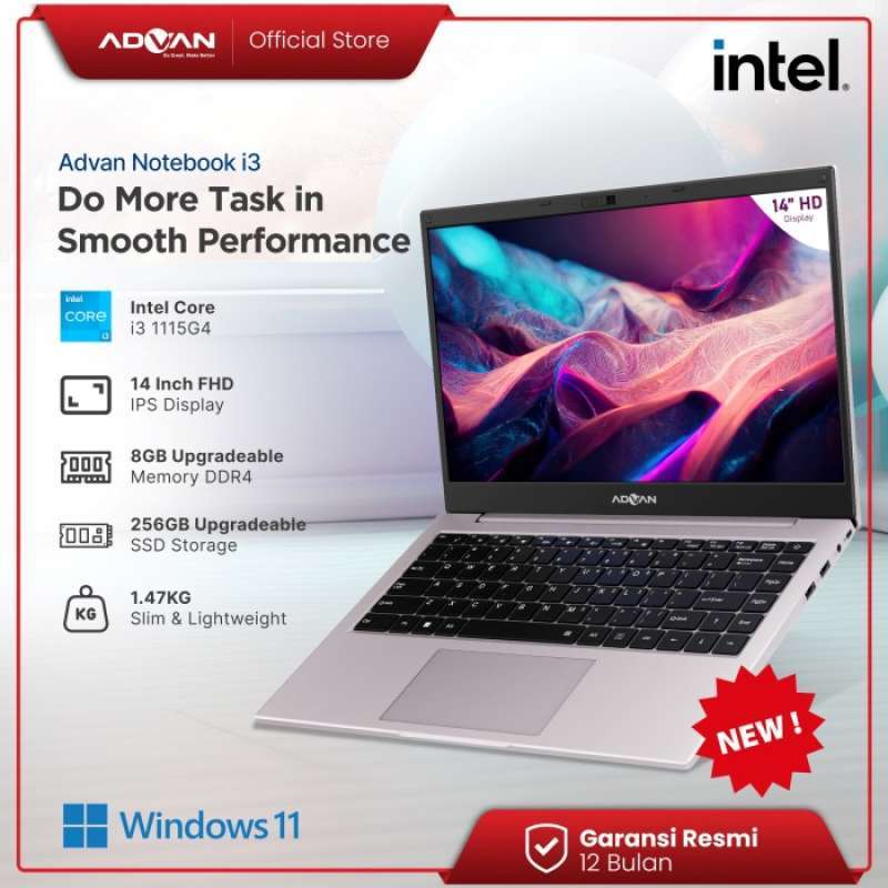 Promo Advan Laptop Notebook 14 Inch Fhd Ips Intel I3 8gb+256gb Wds ...