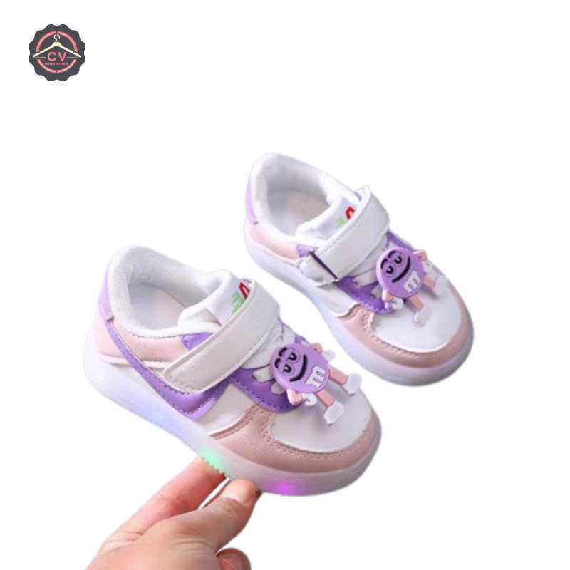 Sepatu Anak Perempuan lampu Sneakers J073 Sepatu Sekolah Anak