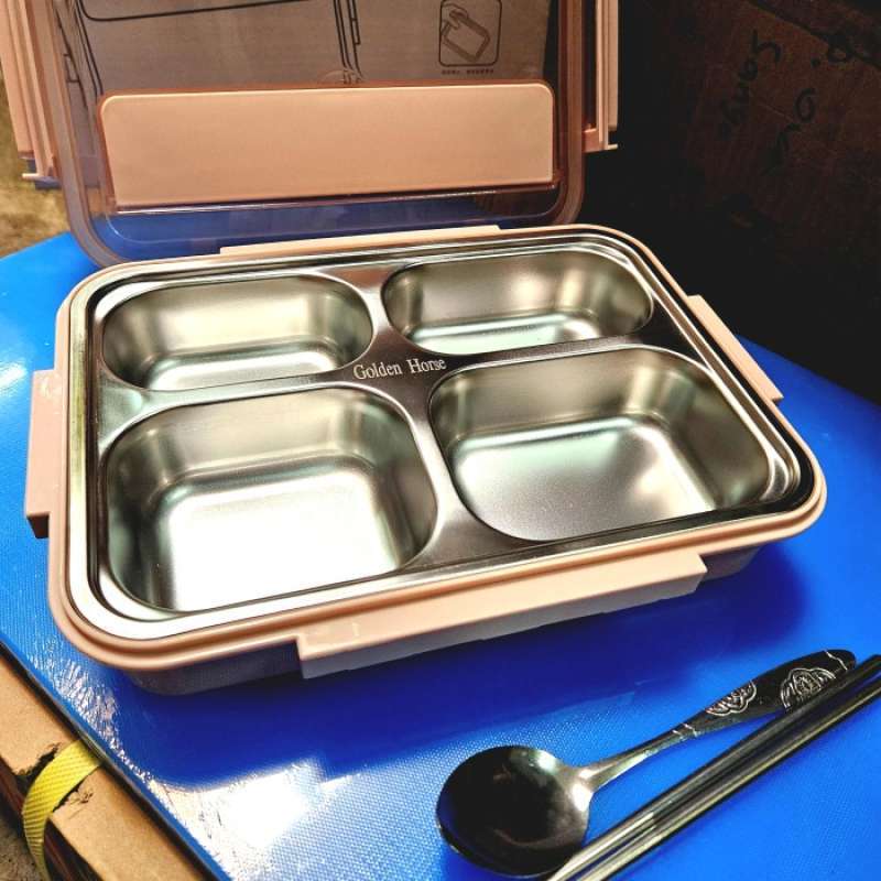 Jual Kotak Makan 4 Sekat / Lunch Box Stainless Tahan Panas Bekal Bento ...
