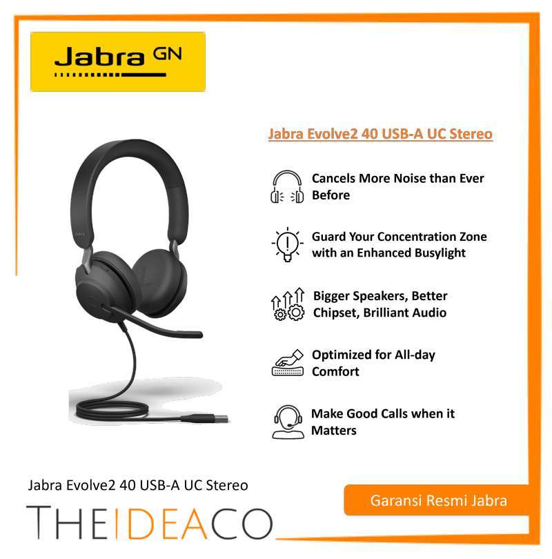 Jabra Evolve2 40 USB-A UC Stereo Headset (24089-989-999)