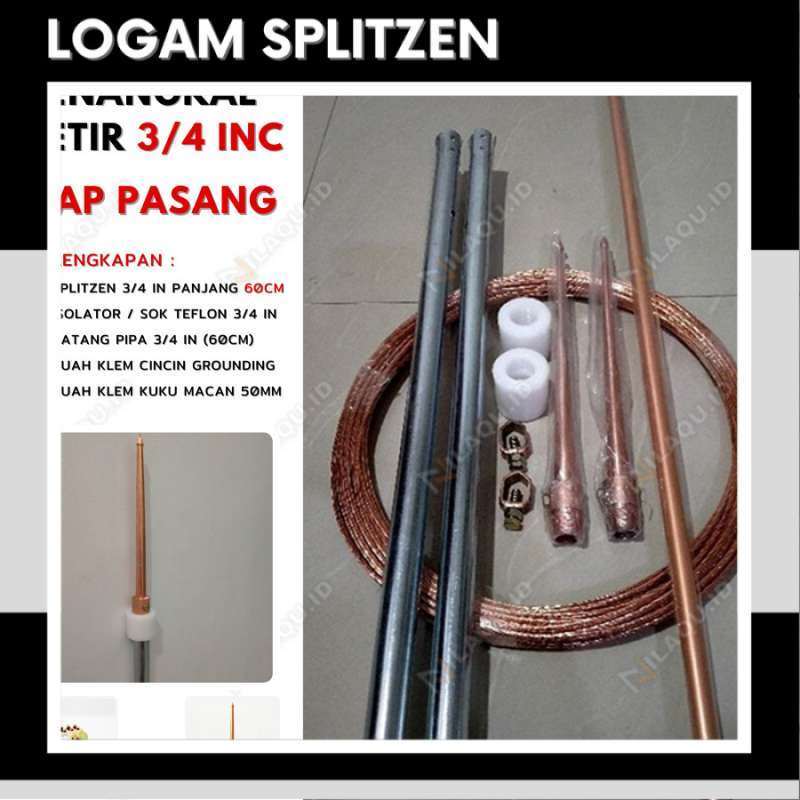 Jual Paket Lengkap Splitzen Anti Petir 2 Tombak Penangkal Petir 60 Cm ...