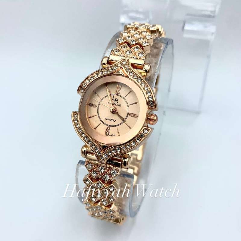 Jam Tangan Wanita Analog New Desain Diamond Rose Gold Stainless Steel  Import Premium