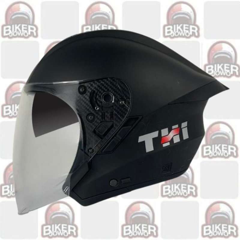 Gambar Helm Thi Hitam THI Khandra Helm Half Face Helmet