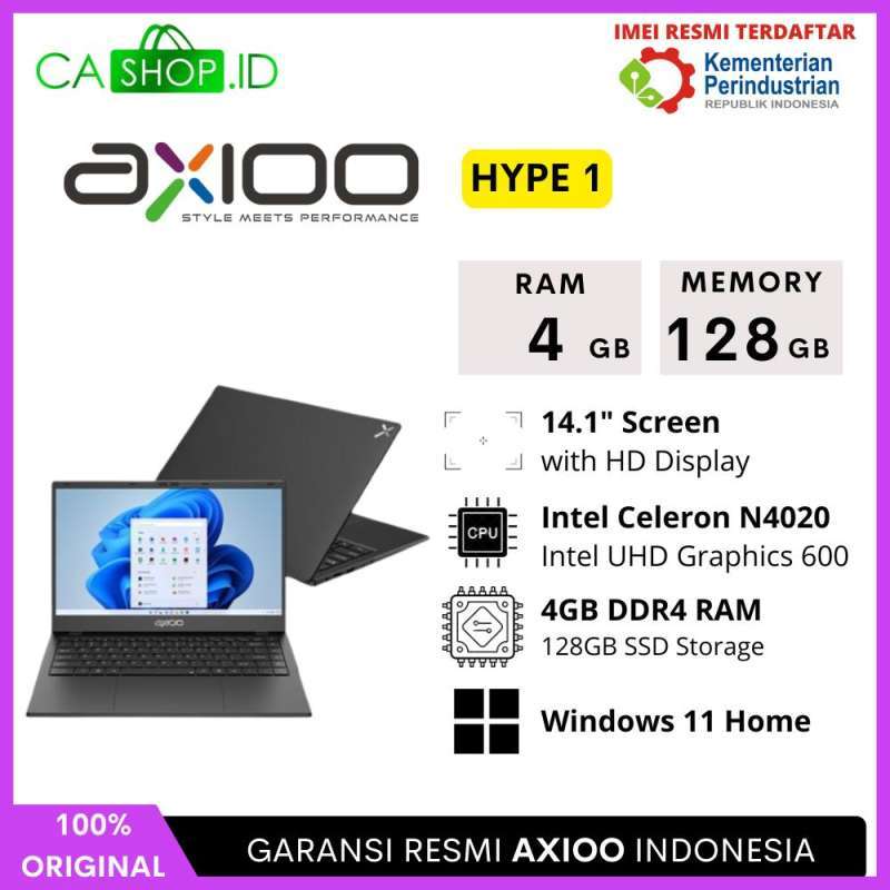 Laptop Axioo MyBook Hype RAM 8/128GB 4/128GB Notebook Intel N4020  Windows New Original Garansi Resmi