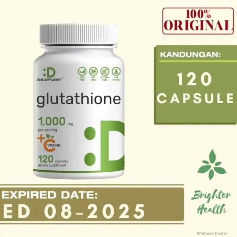 Deal Glutathione Supplement 1,000mg 1.000 mg + Vitamin C 500mg 120 Capsules   Intracellular Antioxidant  Supports Immune Health Herbal care