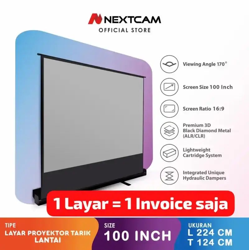 Promo Nextcam Floor Screen Projector Portable 100inchi/layar Proyektor ...