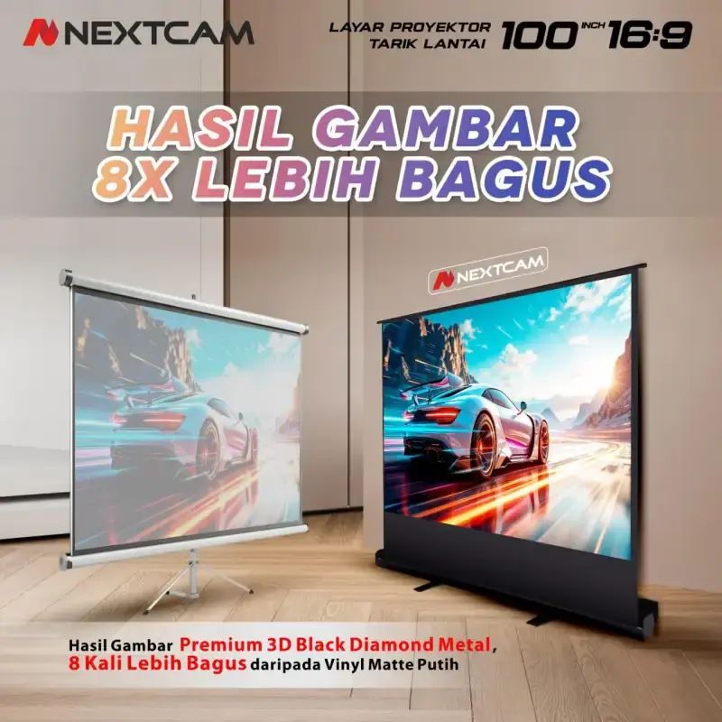 Promo Nextcam Floor Screen Projector Portable 100inchi/layar Proyektor ...