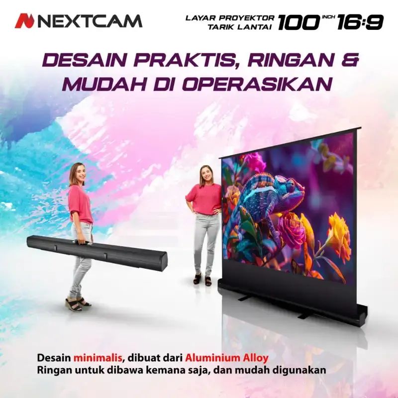 Promo Nextcam Floor Screen Projector Portable 100inchi/layar Proyektor ...