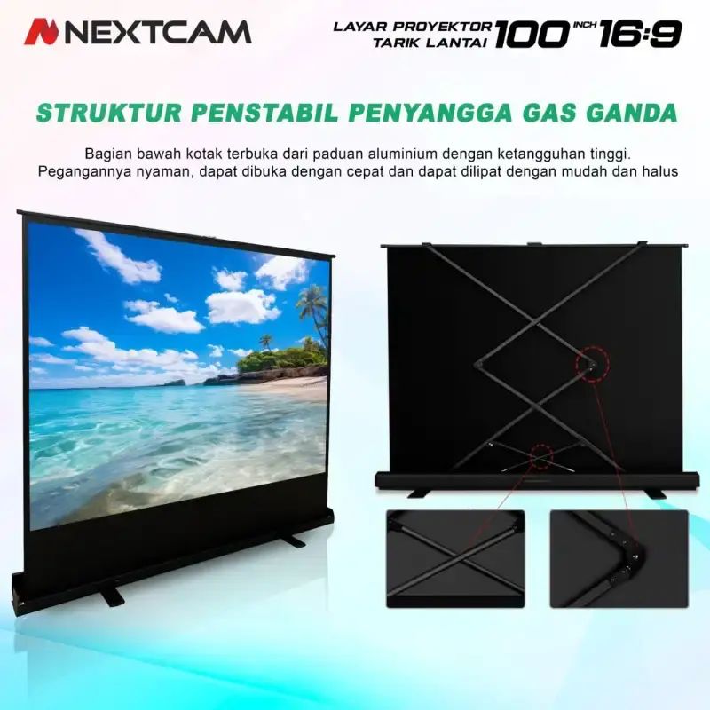 Promo Nextcam Floor Screen Projector Portable 100inchi/layar Proyektor ...