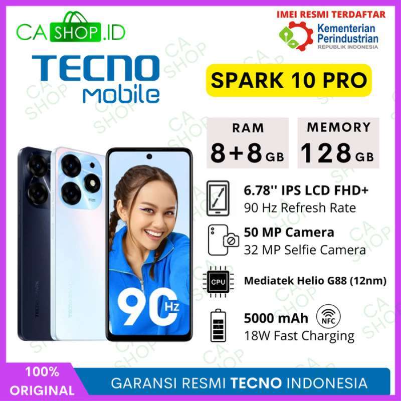 Jual Tecno Spark 10 Pro 8/128GB+8/256GB NFC Extended RAM New Garansi ...