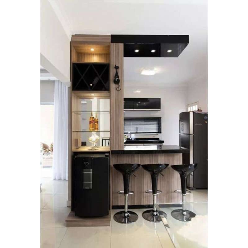 Promo Worldniture Kunio Meja Bar Mini Bar Minimalis Modern Full Set 120 Cm dan 150 Cm Berlapis