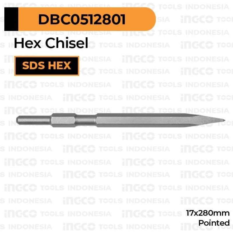 Jual INGCO Mata Bobok Pahat Beton SDS Hex Chisel 17mm DBC0512801 
