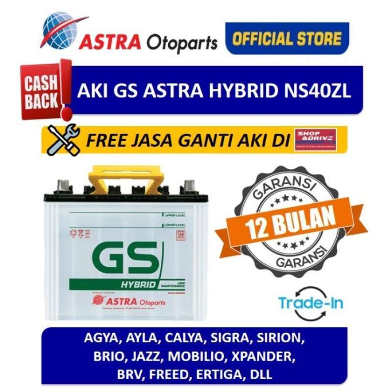 Promo Aki GS ASTRA Hybrid NS40ZL (Free Pemasangan Instan + Tukar Tambah