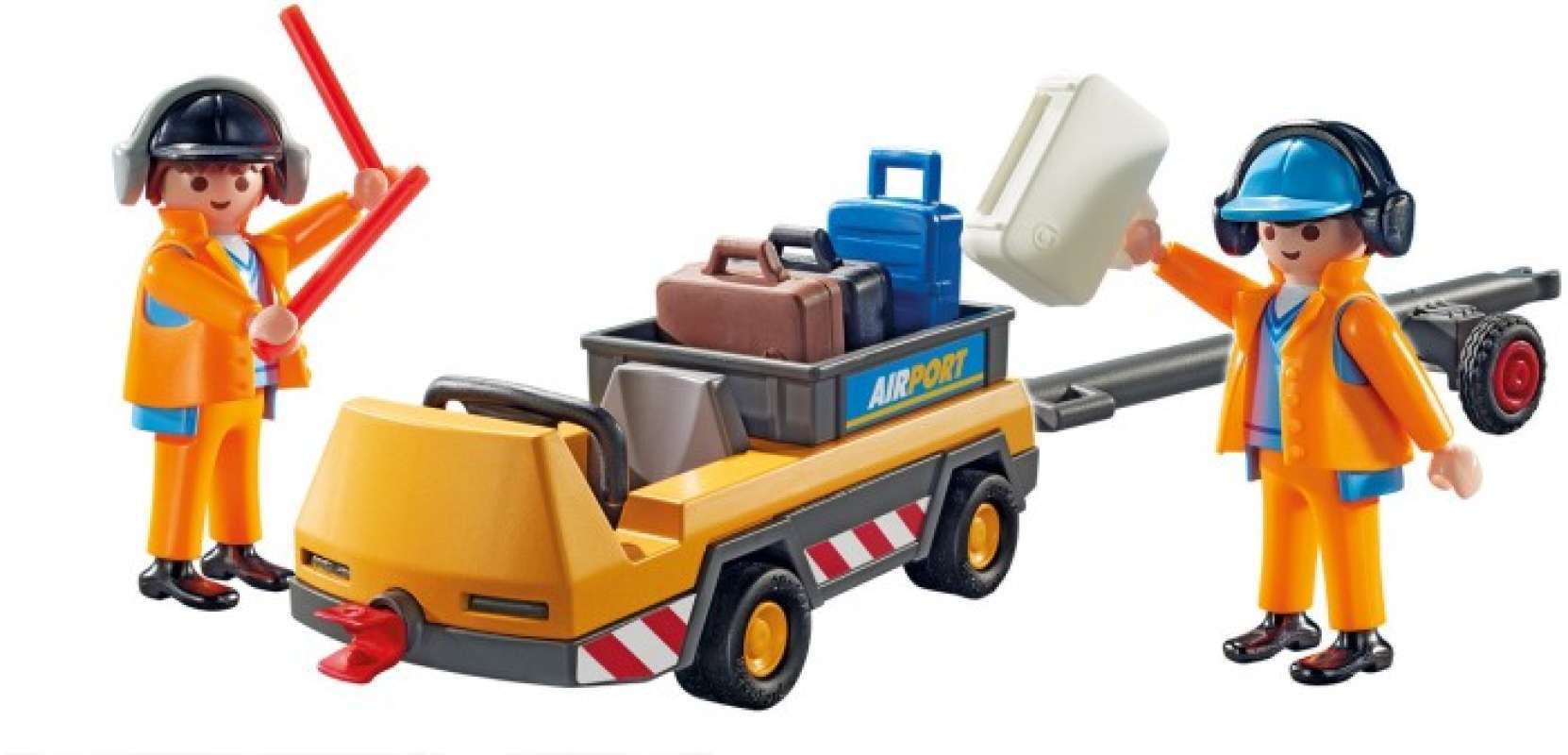PLAYMOBIL Aircraft Tug With Ground Crew Building Set - Includes Figures, Accessories For Airport Play